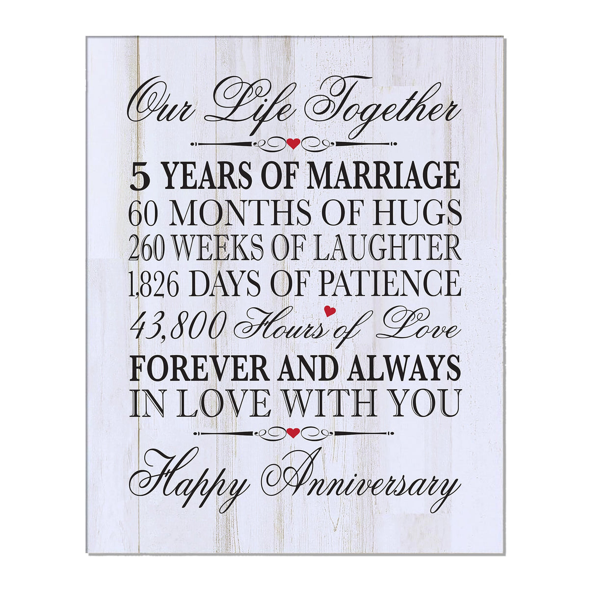 Anniversary White Distressed Wall Plaque - Our Life Together - LifeSong Milestones
