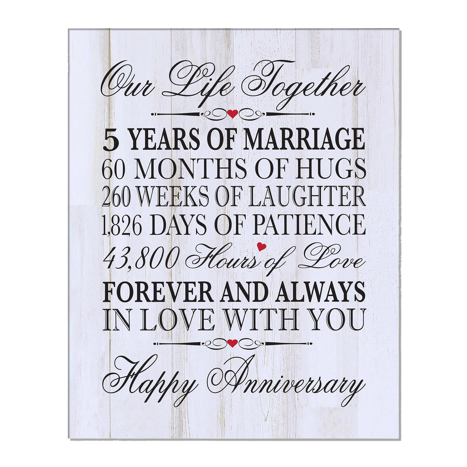 Anniversary White Distressed Wall Plaque - Our Life Together - LifeSong Milestones