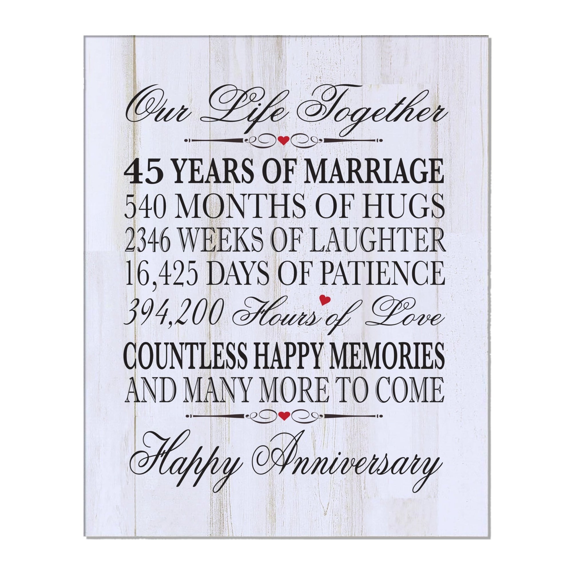 Anniversary White Distressed Wall Plaque - Our Life Together - LifeSong Milestones