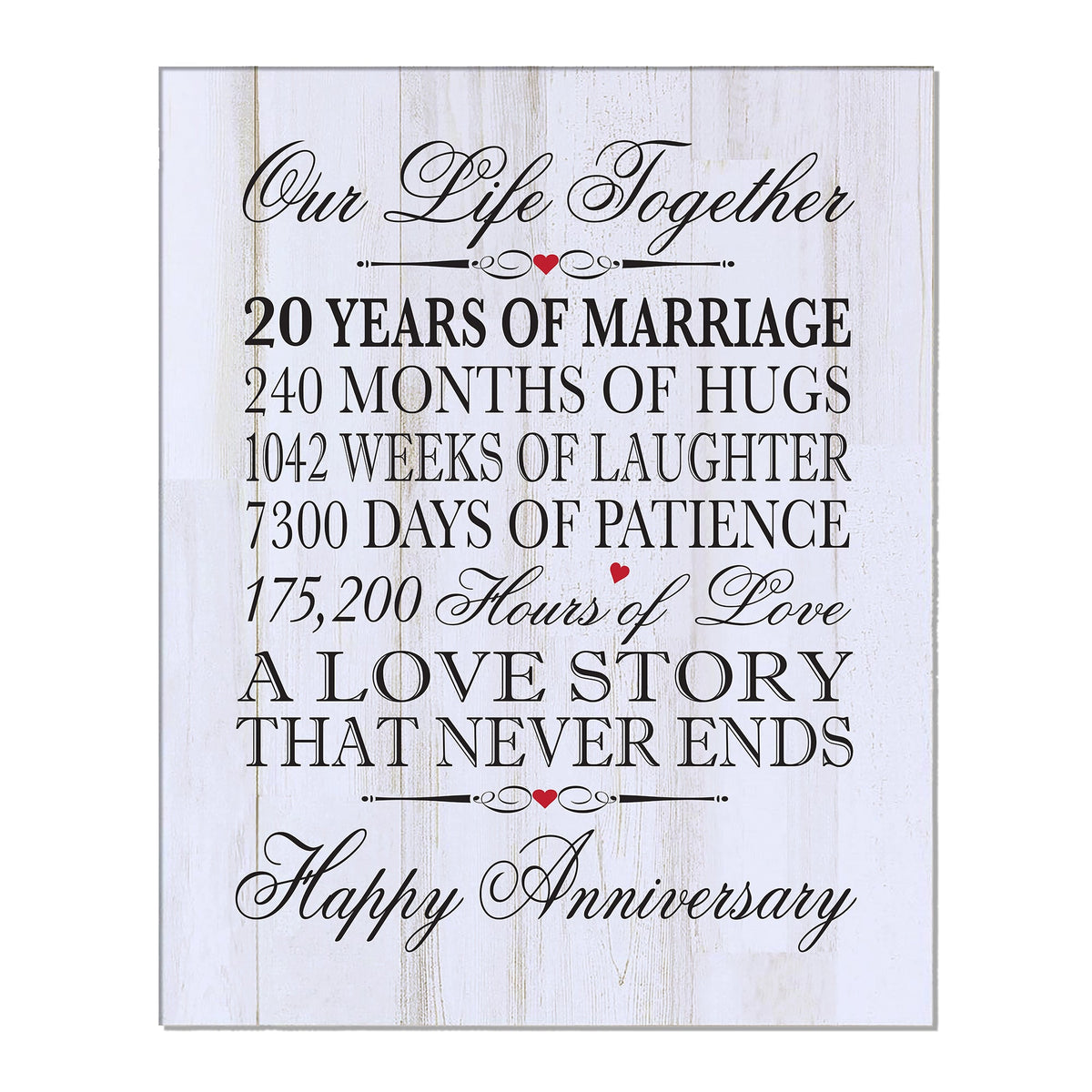 Anniversary White Distressed Wall Plaque - Our Life Together - LifeSong Milestones