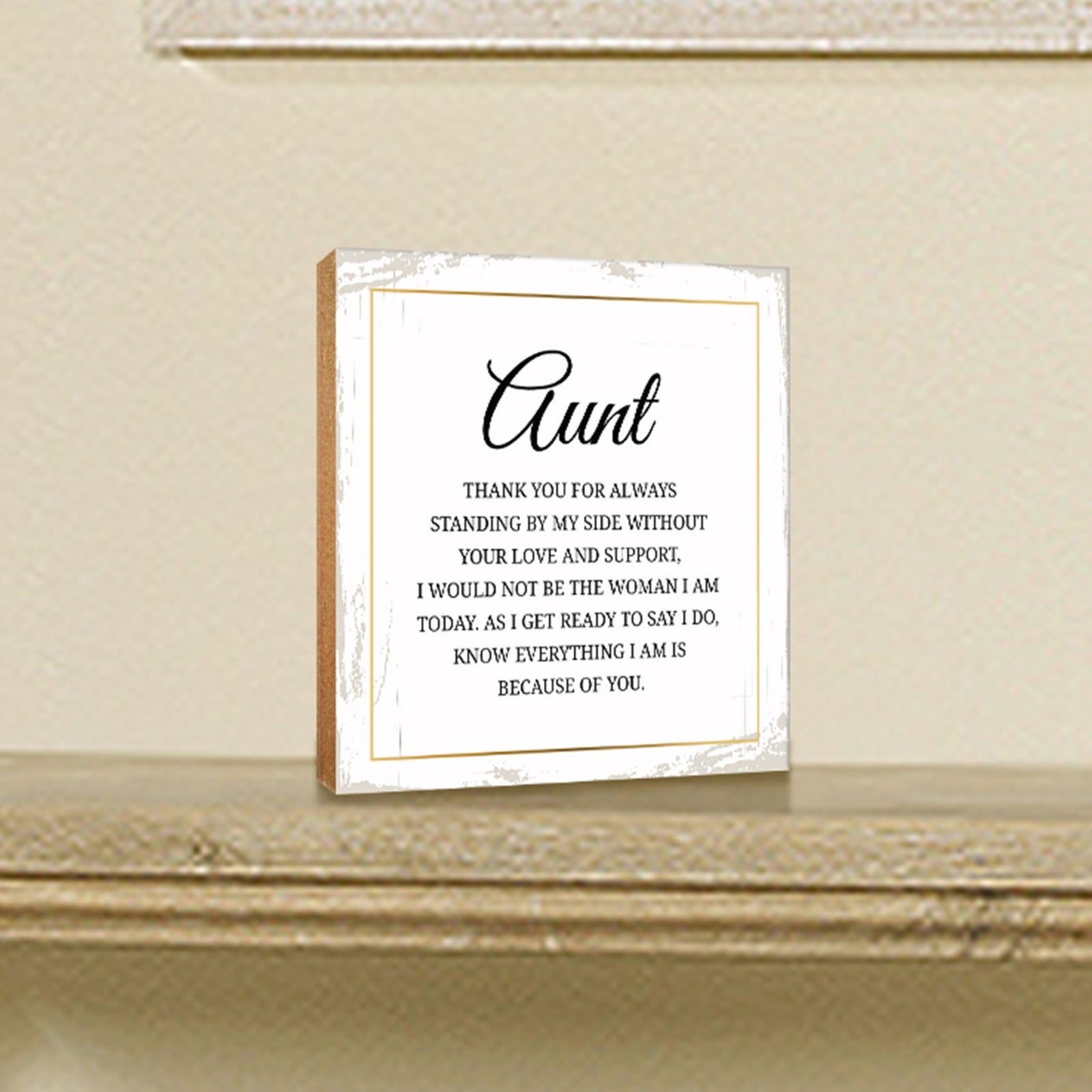 Aunt Thank You Floral 6x6 Inches Wood Family Art Sign Tabletop and Shelving For Home Décor - LifeSong Milestones