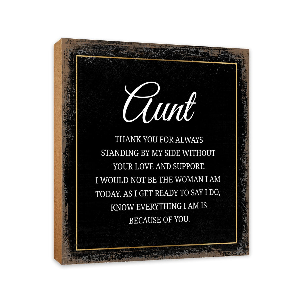 Aunt Thank You Floral 6x6 Inches Wood Family Art Sign Tabletop and Shelving For Home Décor - LifeSong Milestones