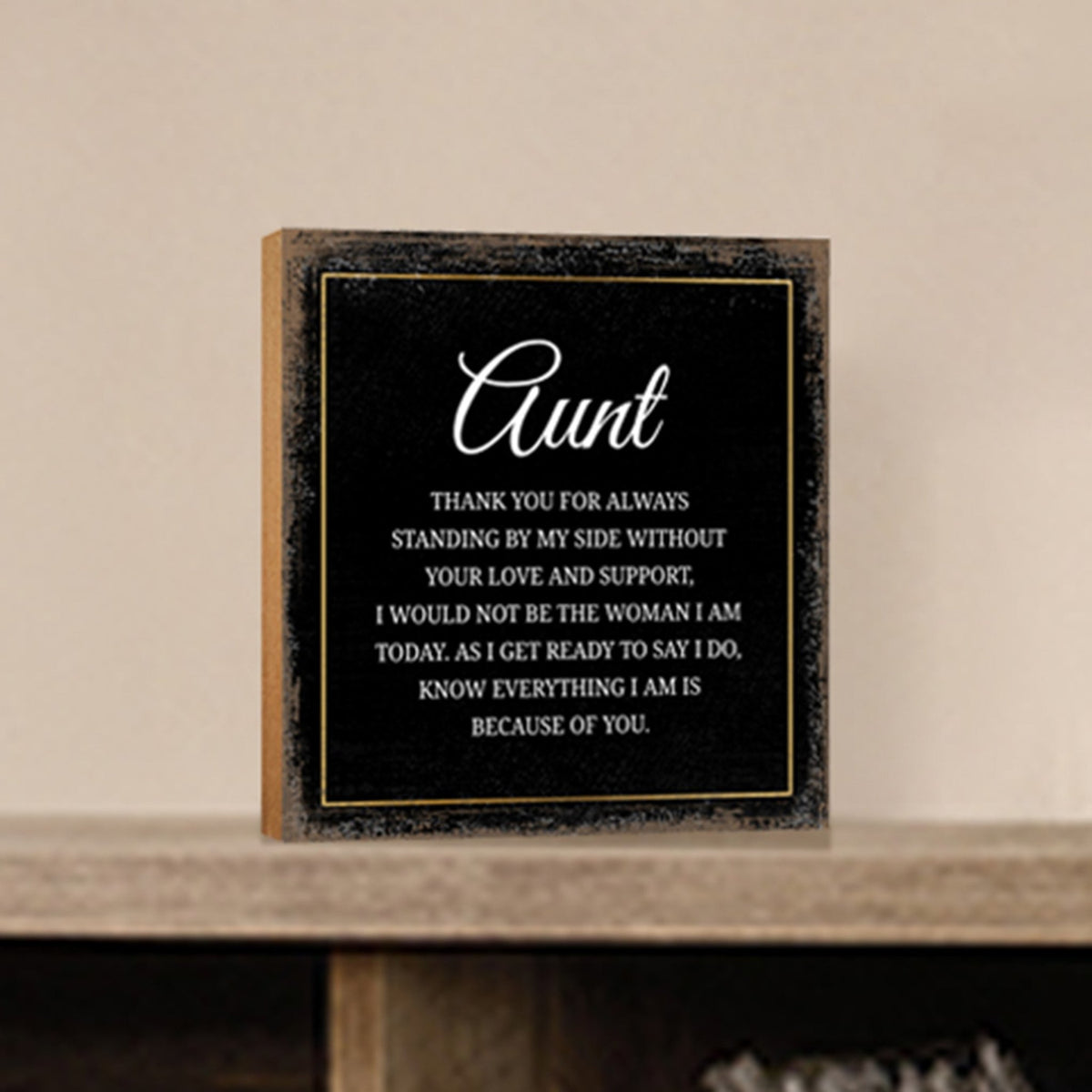 Aunt Thank You Floral 6x6 Inches Wood Family Art Sign Tabletop and Shelving For Home Décor - LifeSong Milestones