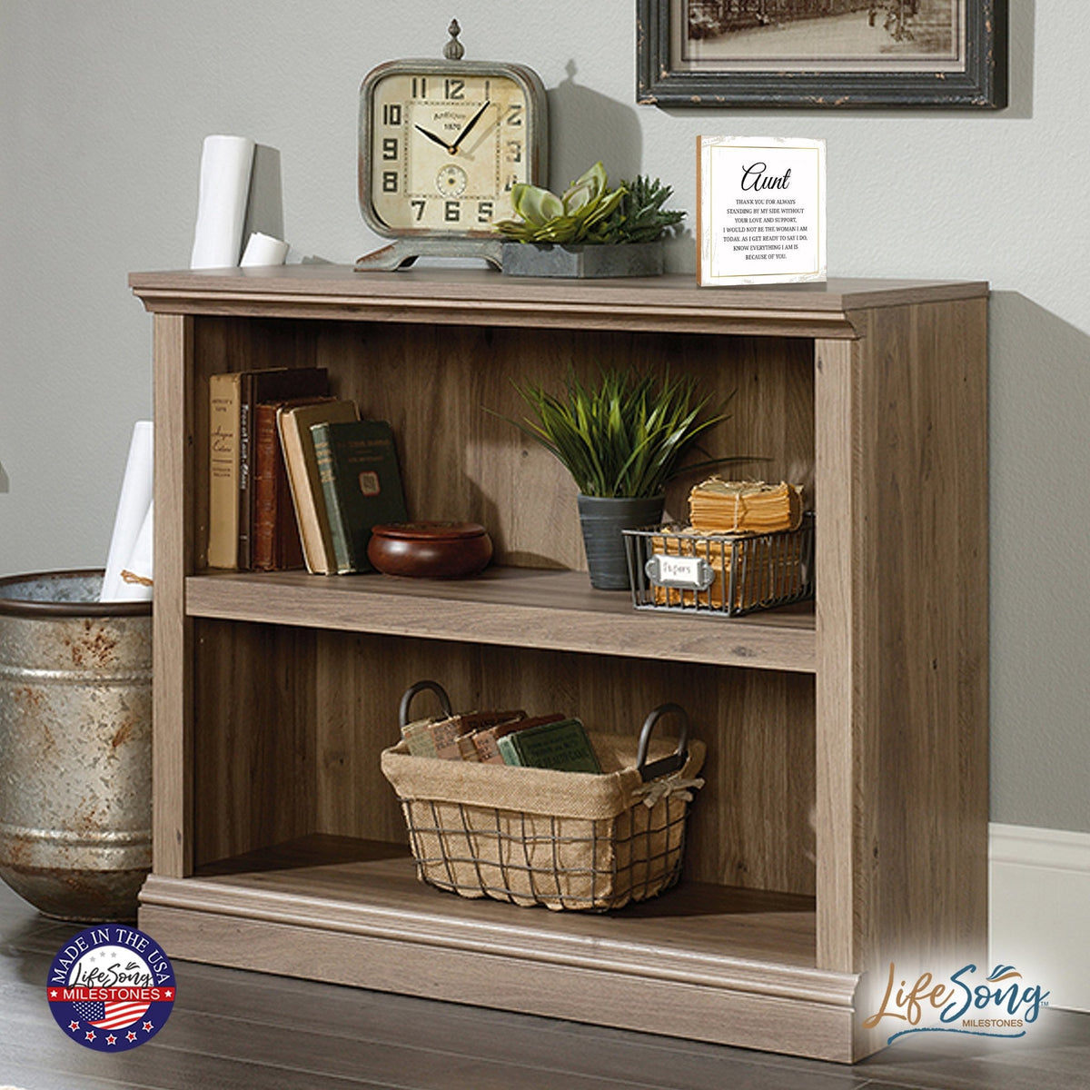 Aunt Thank You Floral 6x6 Inches Wood Family Art Sign Tabletop and Shelving For Home Décor - LifeSong Milestones