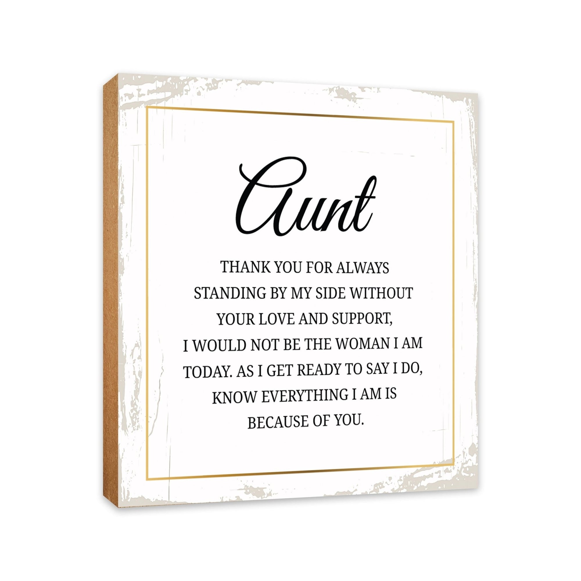 Aunt Thank You Floral 6x6 Inches Wood Family Art Sign Tabletop and Shelving For Home Décor - LifeSong Milestones