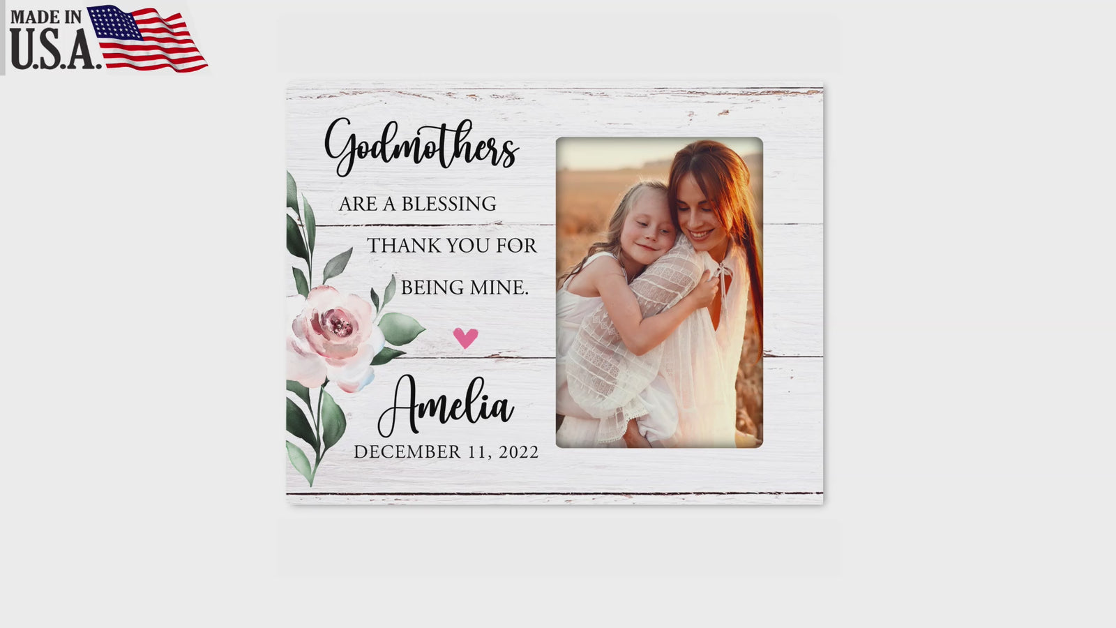 Personalized Wooden Picture Frame for Godmother