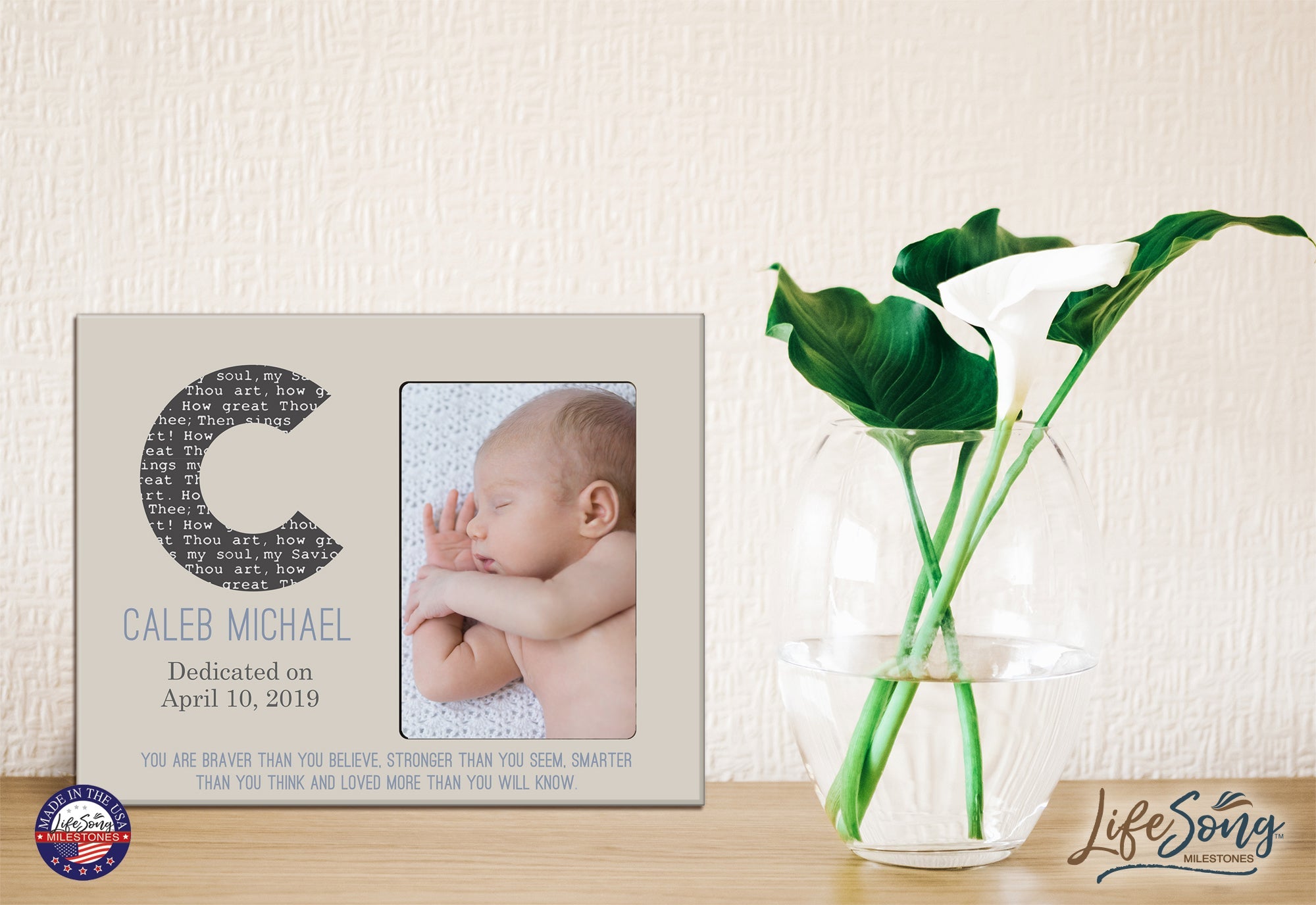 Baby Birth Announcement Photo Frame For Boys and Girls Braver Than - LifeSong Milestones