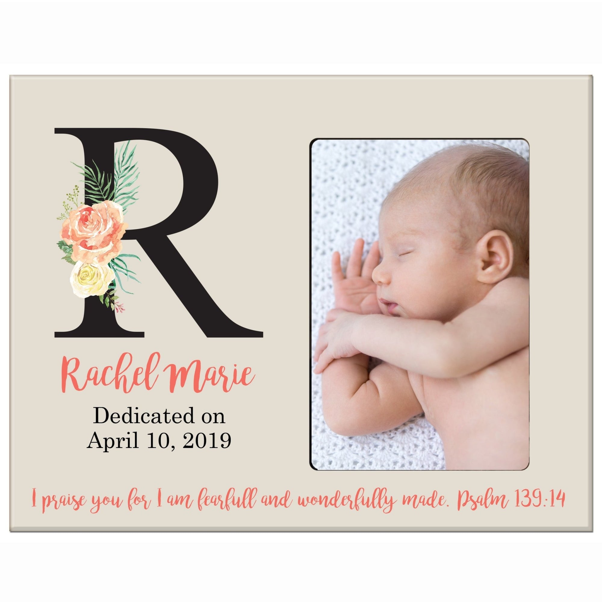 Baby Birth Announcement Photo Frame For Boys and Girls Psalm 139:14 - LifeSong Milestones