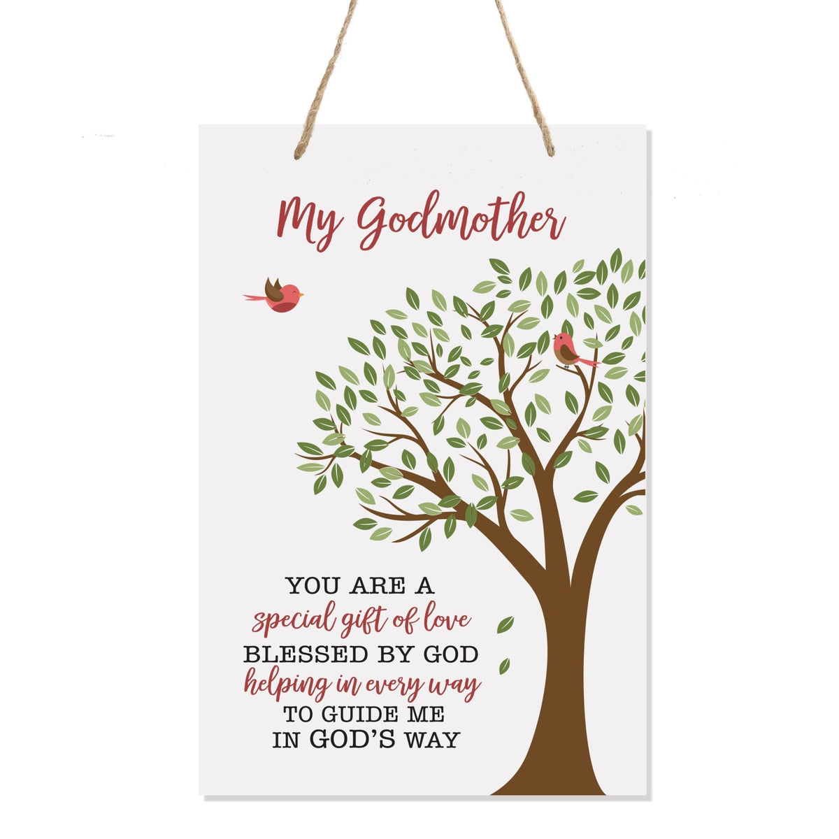 Lifesong Milestones Baptism Wall Hanging Rope Signs Gift for Godmother 