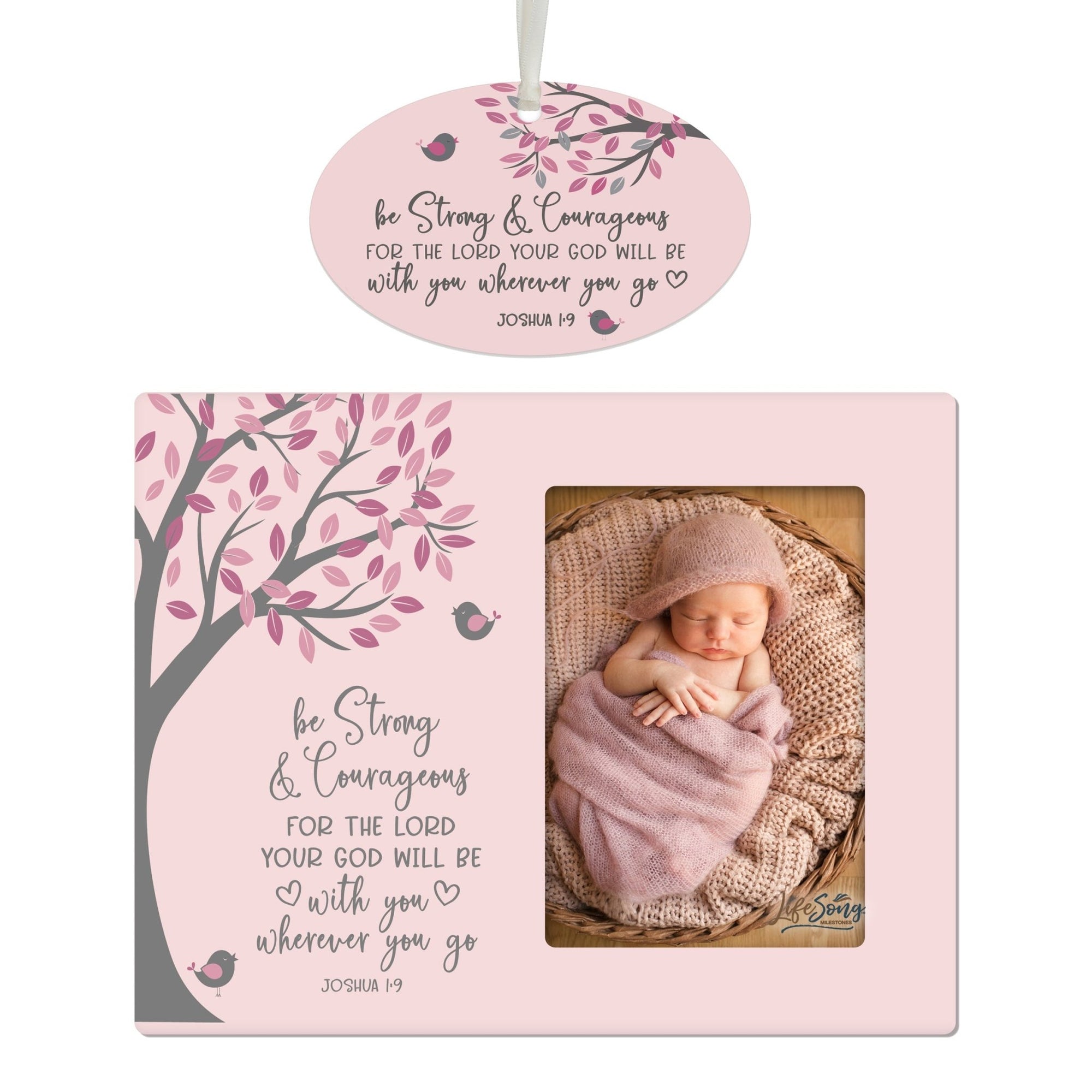Baptism Picture Frame and Ornament Bundle - Be Strong