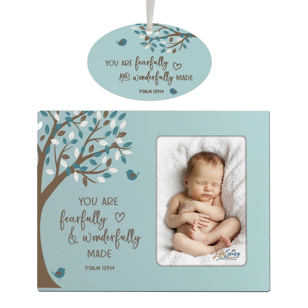 Baptism Picture Frame and Ornament Bundle - Fearfully and Wonderfully - LifeSong Milestones