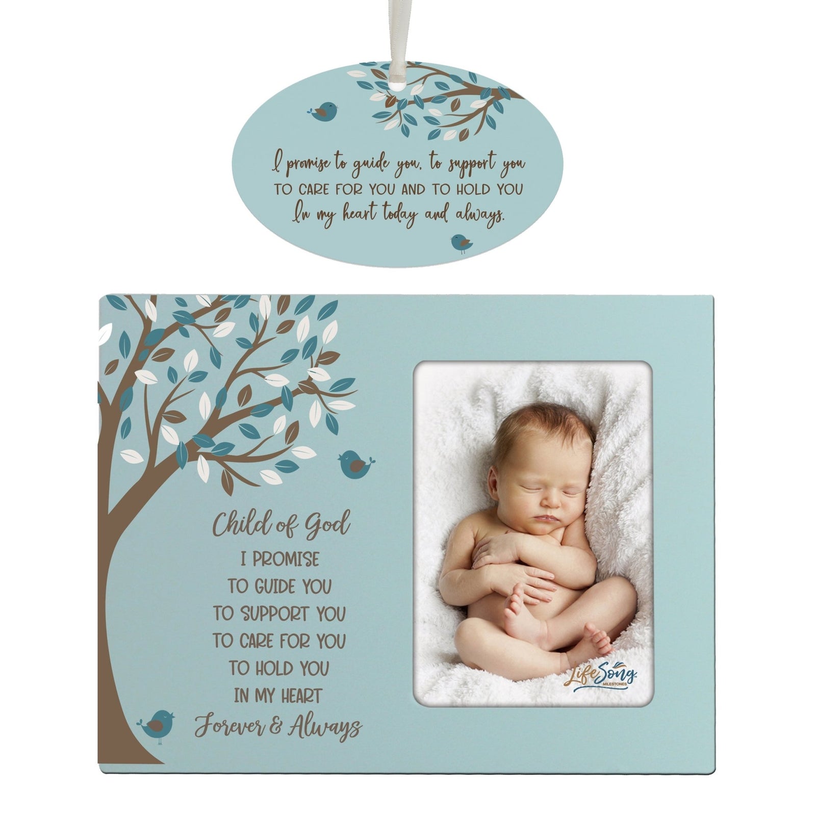 Baptism Picture Frame and Ornament Bundle - I Promise - LifeSong Milestones