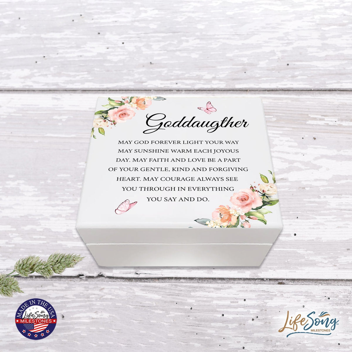 Lifesong Milestones Jewelry Keepsake Box with inset mirror for Goddaughter