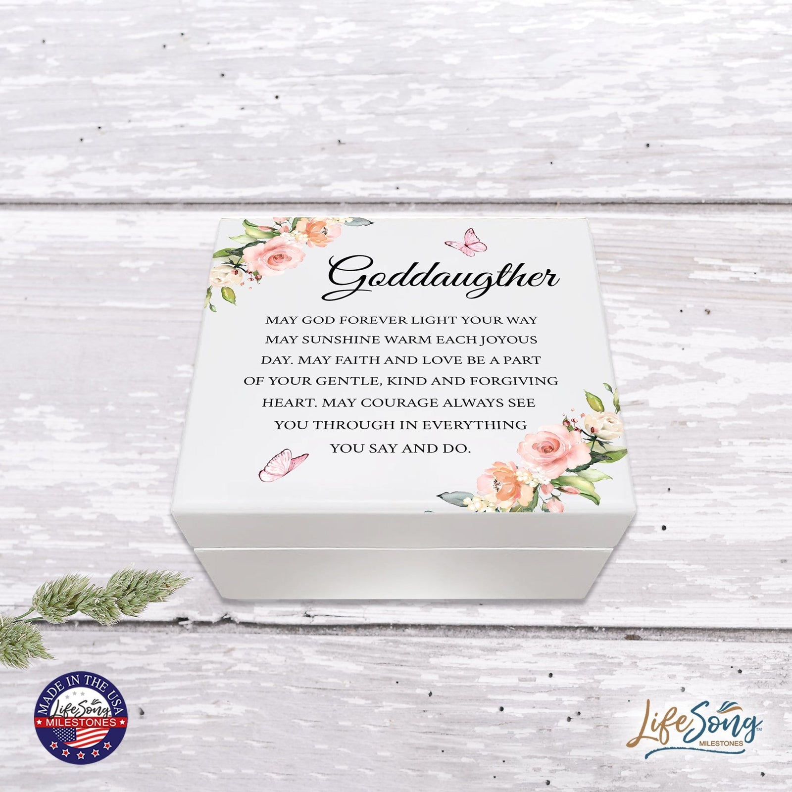 Lifesong Milestones Jewelry Keepsake Box with inset mirror for Goddaughter