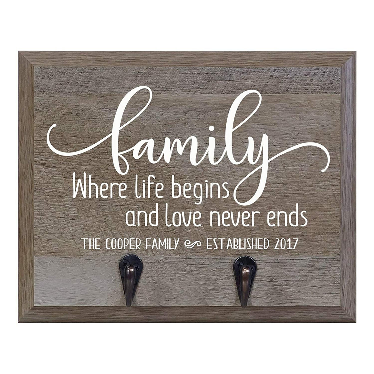 Barn Wood Personalized Coat Rack Wall Sign 15" w x 12" h 4.25" deep - LifeSong Milestones