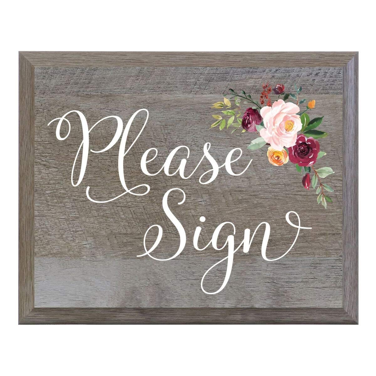 Barn Wood Wedding Party Sign Plaque - Please Sign - LifeSong Milestones