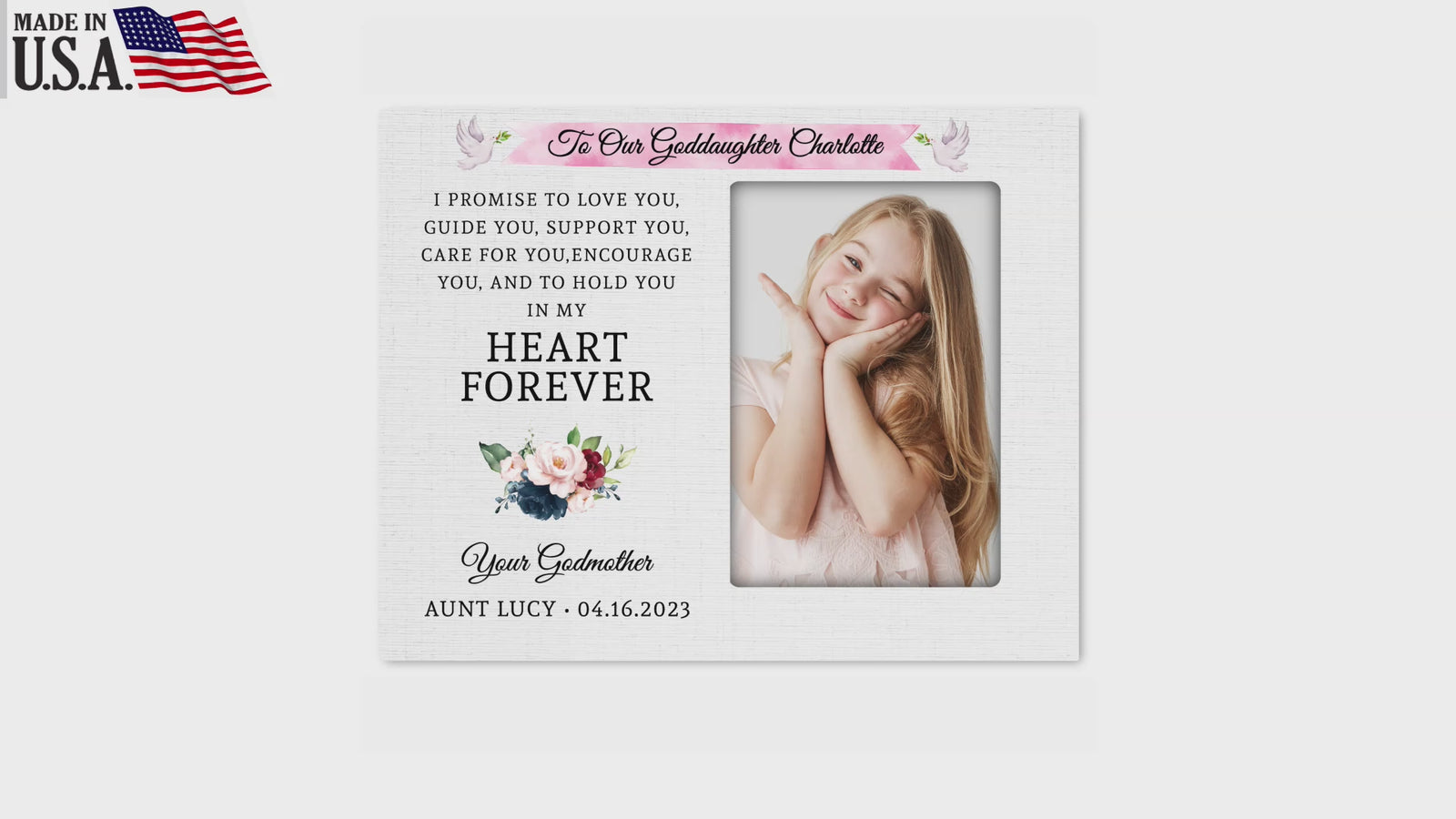 Personalized Wooden Picture Frame for Godmother