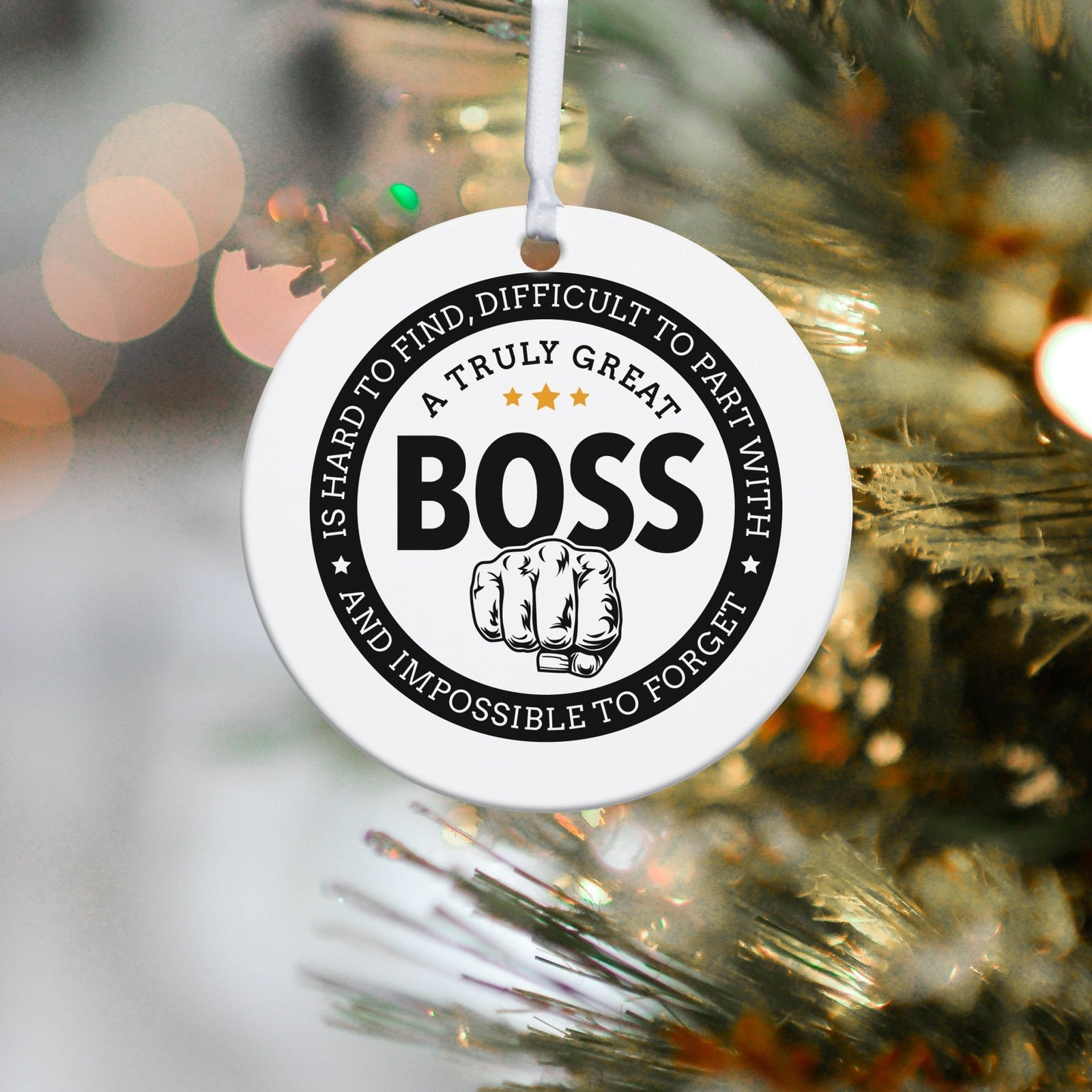 Boss / Leader White Ornament With Inspirational Message Gift Ideas - A truly Great Boss - LifeSong Milestones