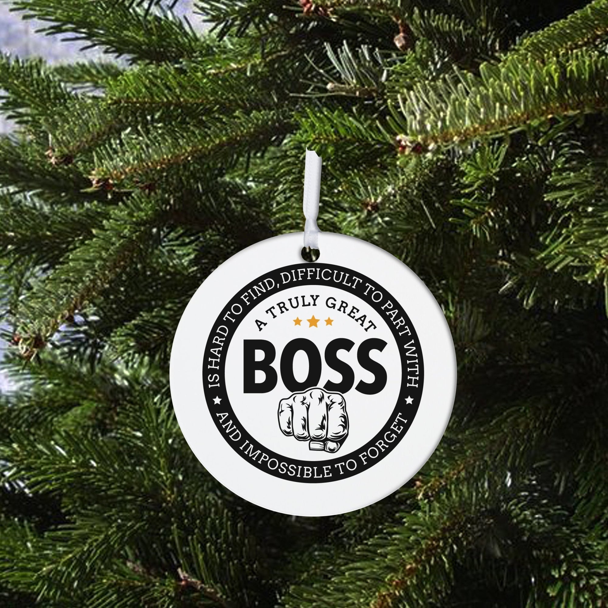 Boss / Leader White Ornament With Inspirational Message Gift Ideas - A truly Great Boss - LifeSong Milestones