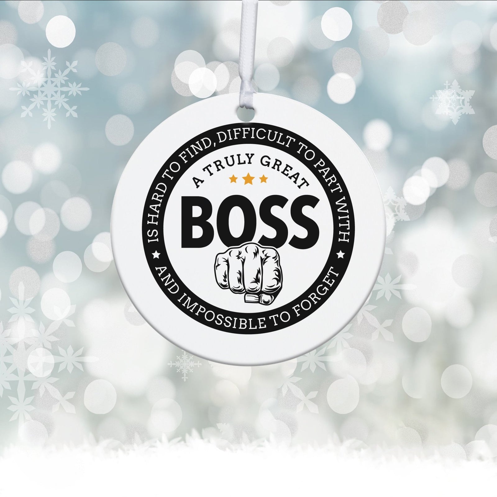 Boss / Leader White Ornament With Inspirational Message Gift Ideas - A truly Great Boss - LifeSong Milestones