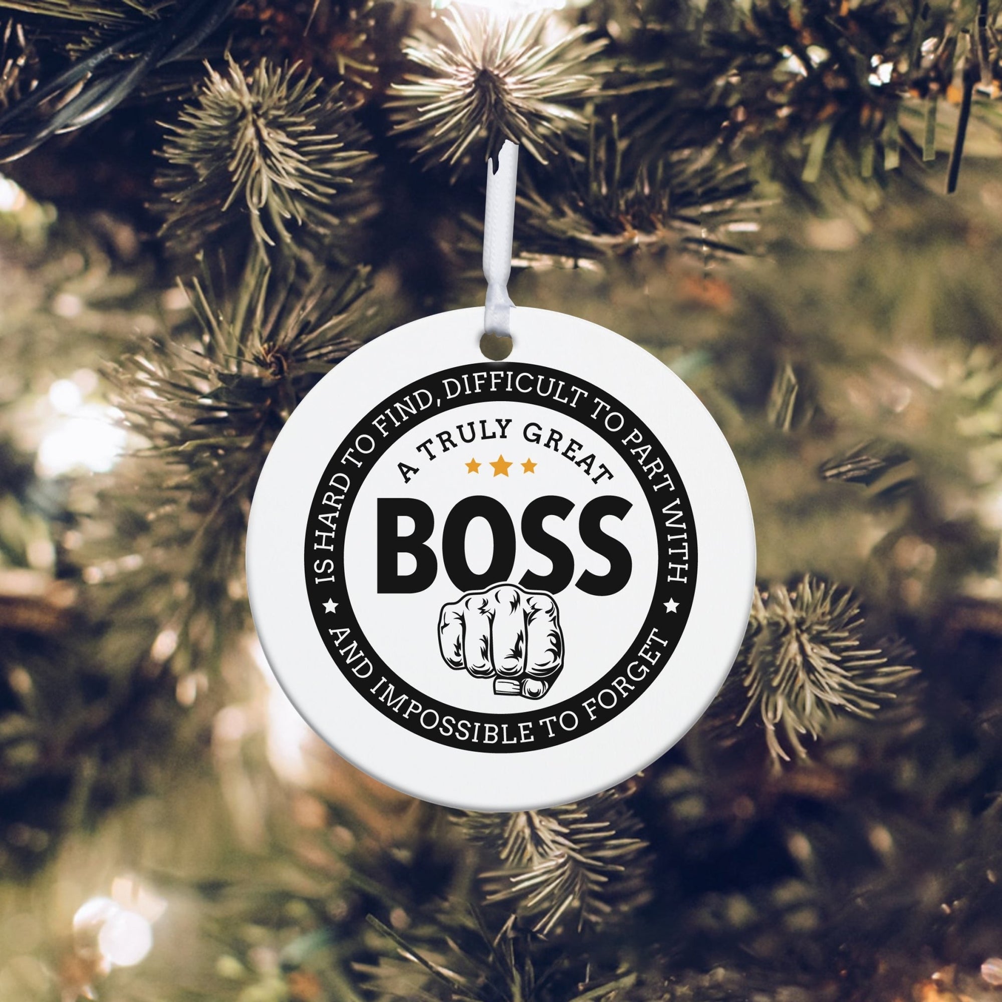 Boss / Leader White Ornament With Inspirational Message Gift Ideas - A truly Great Boss - LifeSong Milestones