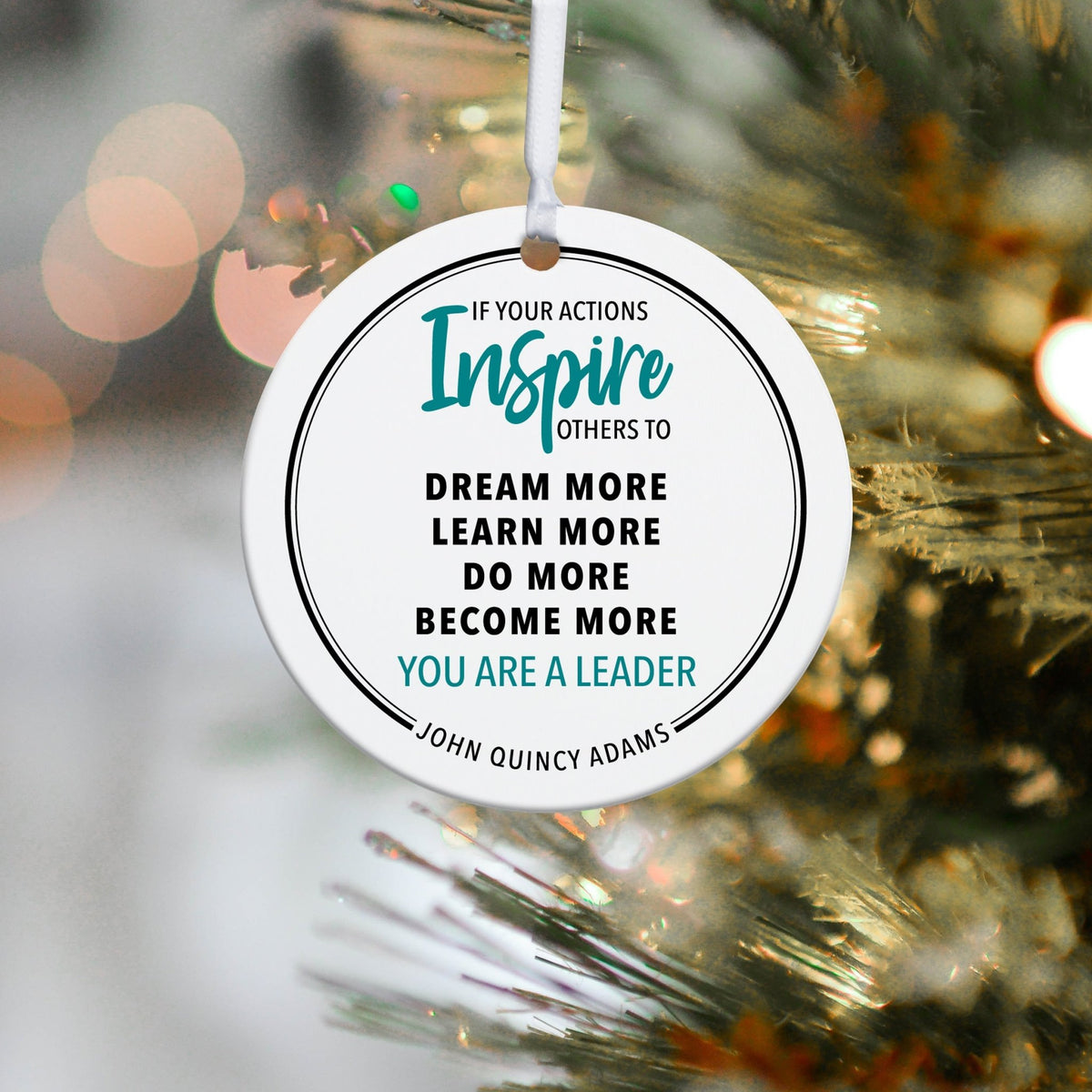 Boss / Leader White Ornament With Inspirational Message Gift Ideas - If Your Actions Inspire Others - LifeSong Milestones