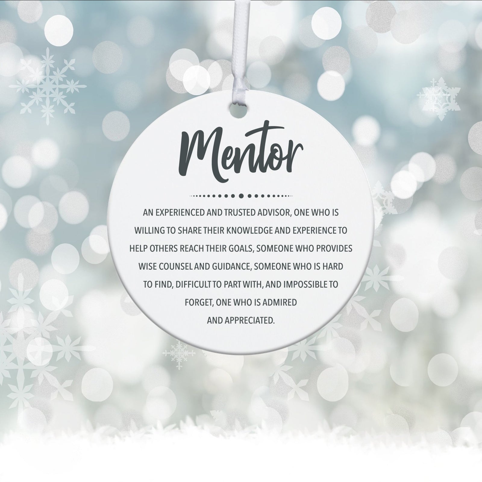 Boss / Leader White Ornament With Inspirational Message Gift Ideas - Mentor (n.) - LifeSong Milestones
