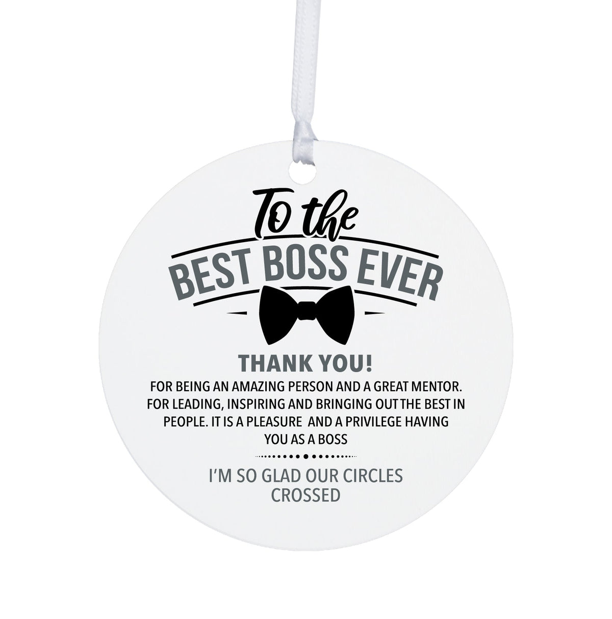 Boss / Leader White Ornament With Inspirational Message Gift Ideas - To The Best Boss Ever - LifeSong Milestones