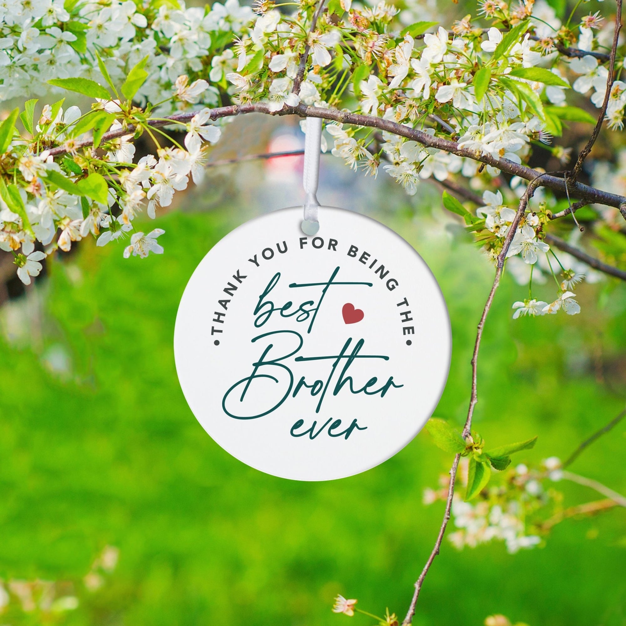 Brothers White Ornament With Inspirational Gift Ideas - Thank You For Being The Best Brother Ever - LifeSong Milestones