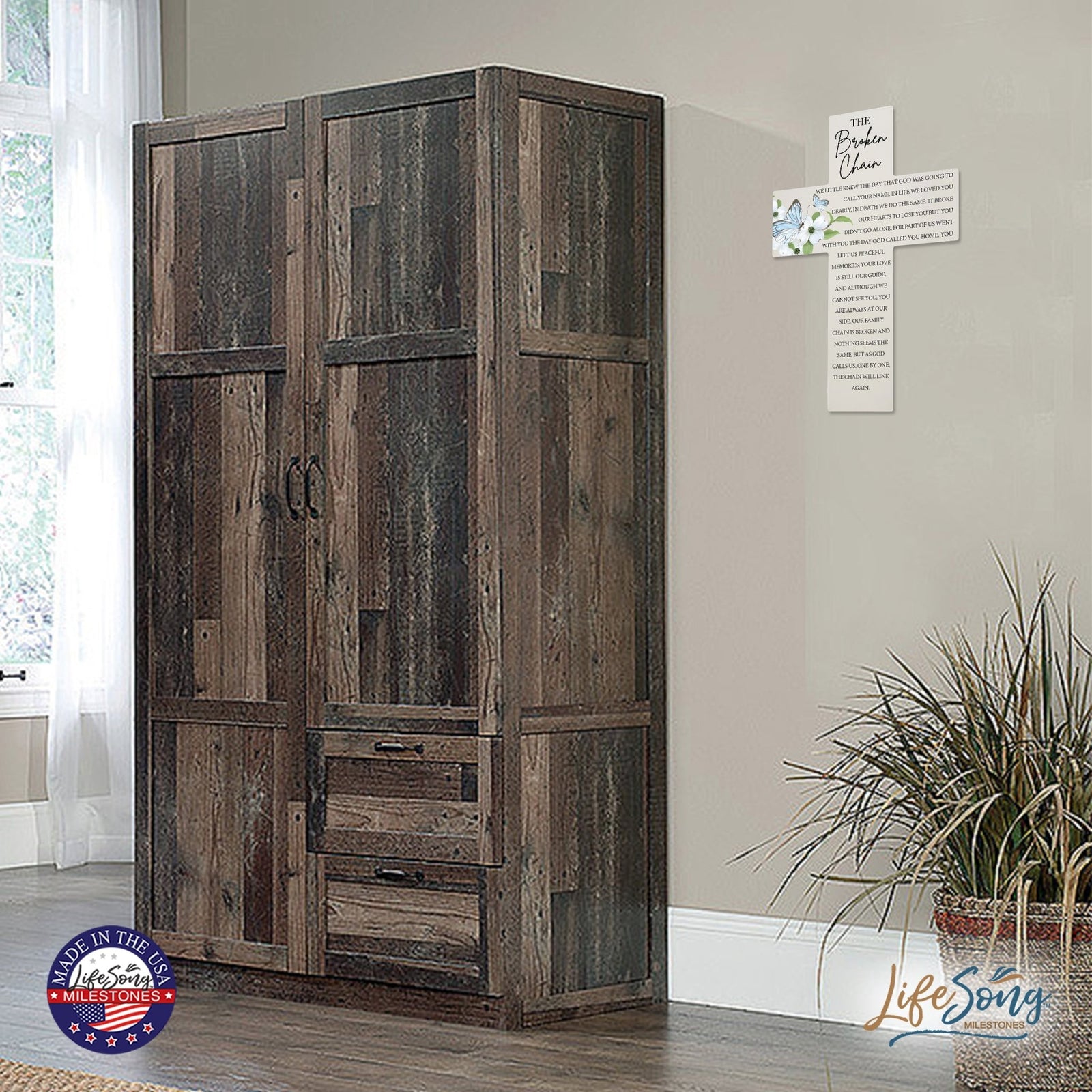 Butterfly Memorial Wall Cross For Loss of Loved One The Broken Chain (Butterfly) Quote Bereavement Keepsake 14 x 9.25 The Broken Chain We Little Knew The Day That God Was Going To Call Your Name - LifeSong Milestones