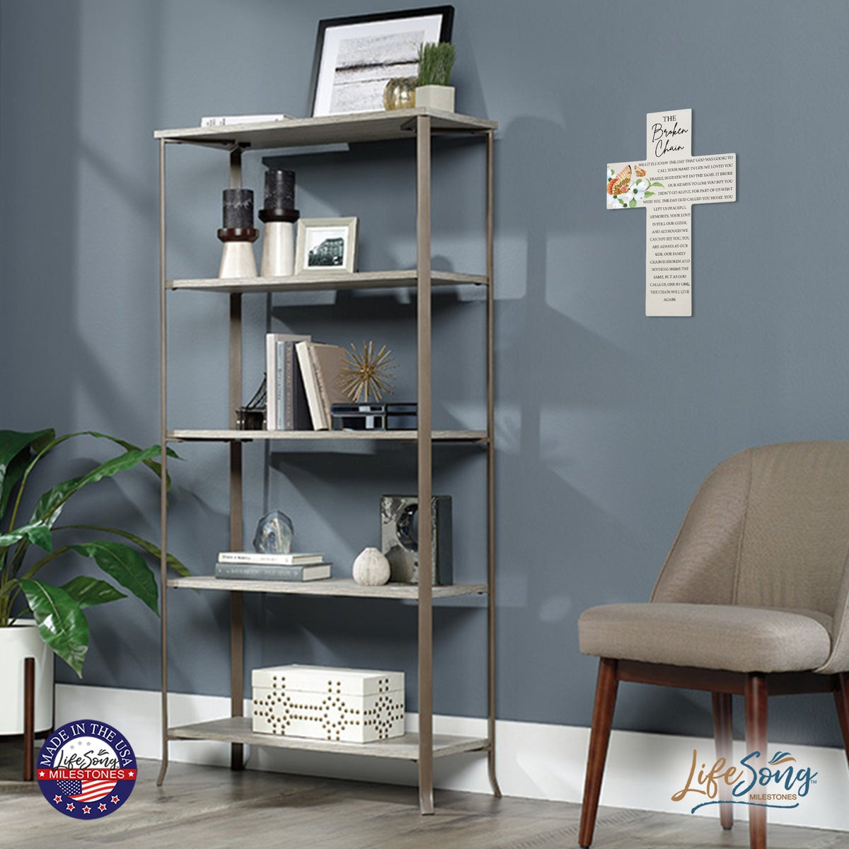 Butterfly Memorial Wall Cross For Loss of Loved One The Broken Chain Orange (Butterfly) Quote Bereavement Keepsake 14 x 9.25 The Broken Chain We Little Knew The Day That god Was Going To Call Your Name. - LifeSong Milestones