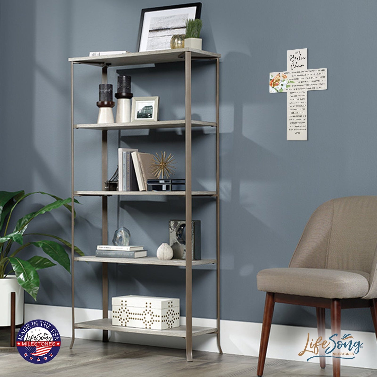 Butterfly Memorial Wall Cross For Loss of Loved One The Broken Chain Orange (Butterfly) Quote Bereavement Keepsake 14 x 9.25 The Broken Chain We Little Knew The Day That god Was Going To Call Your Name. - LifeSong Milestones