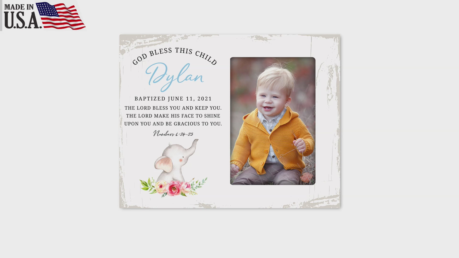 Personalized Baby Baptism Wooden Picture Frame