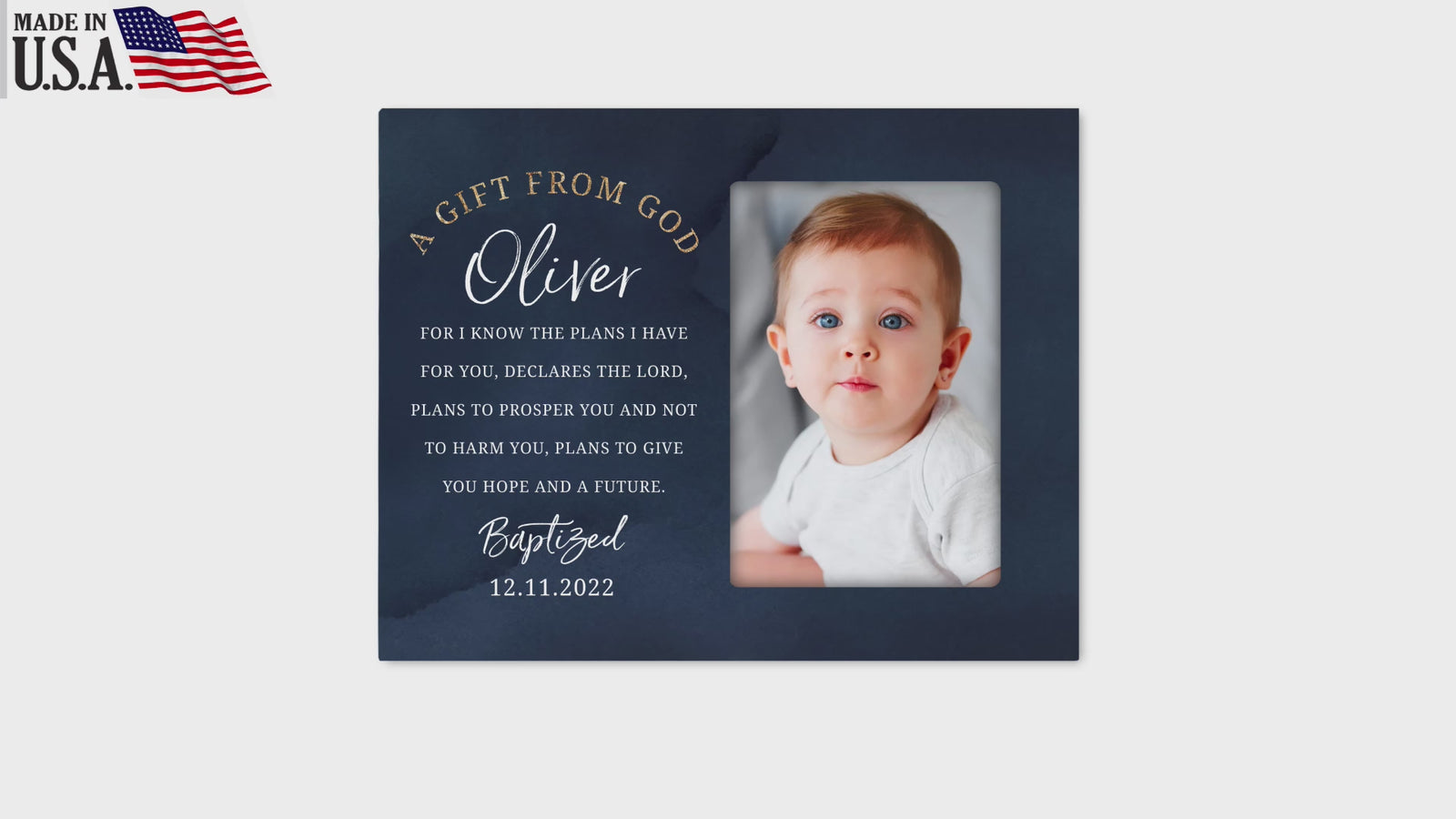 Personalized Baby Baptism Wooden Picture Frame