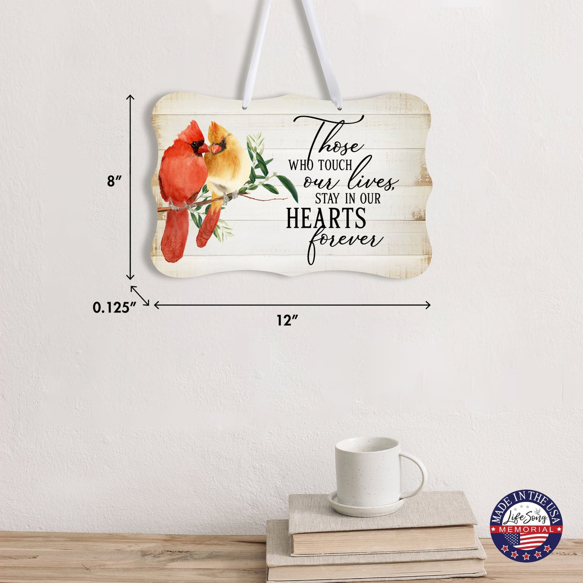 Cardinal Hanging Memorial Ribbon Wall Signs for Loss of Loved One - LifeSong Milestones