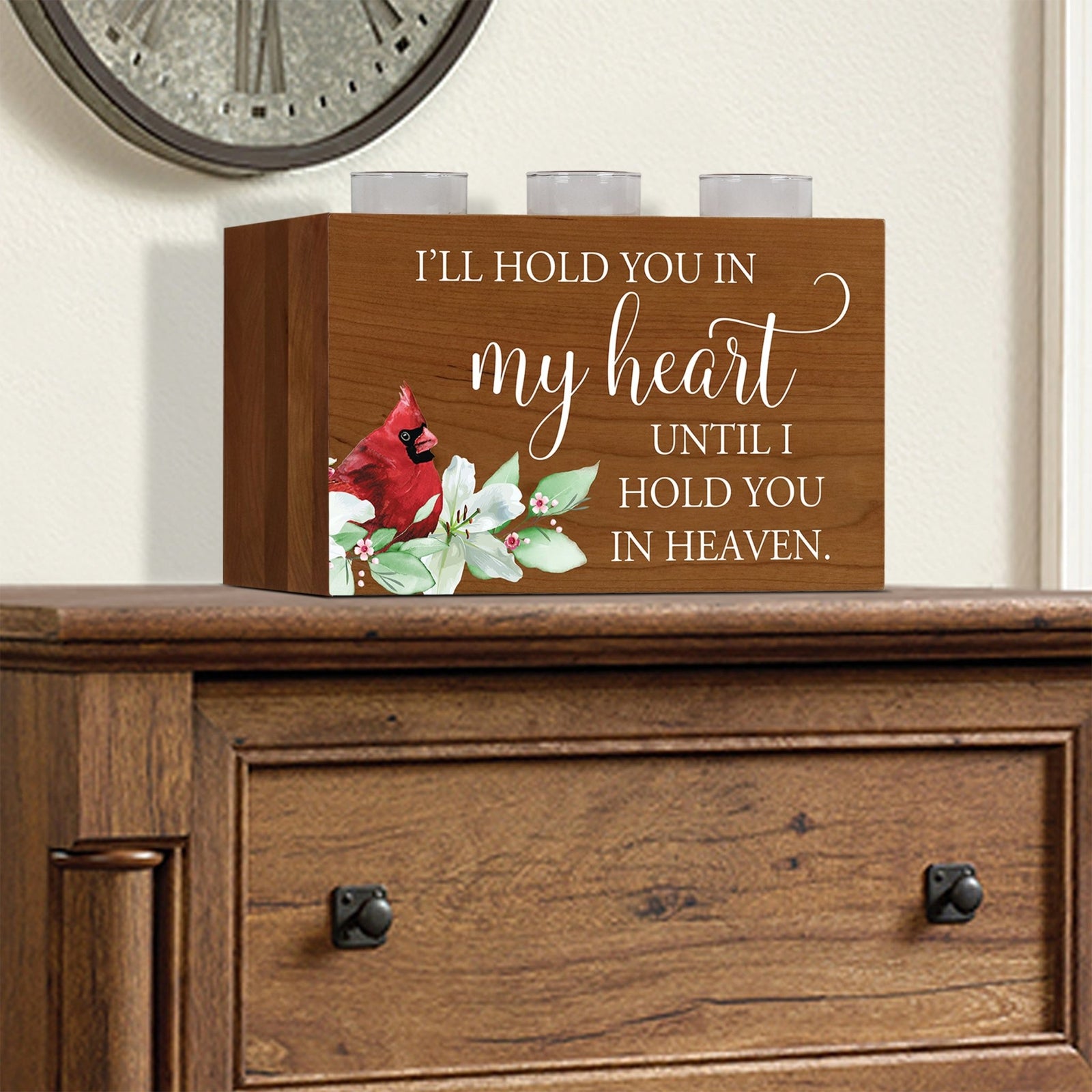 Cardinal Memorial 3 Tealight Candle Holder Urn - I'll Hold You - LifeSong Milestones
