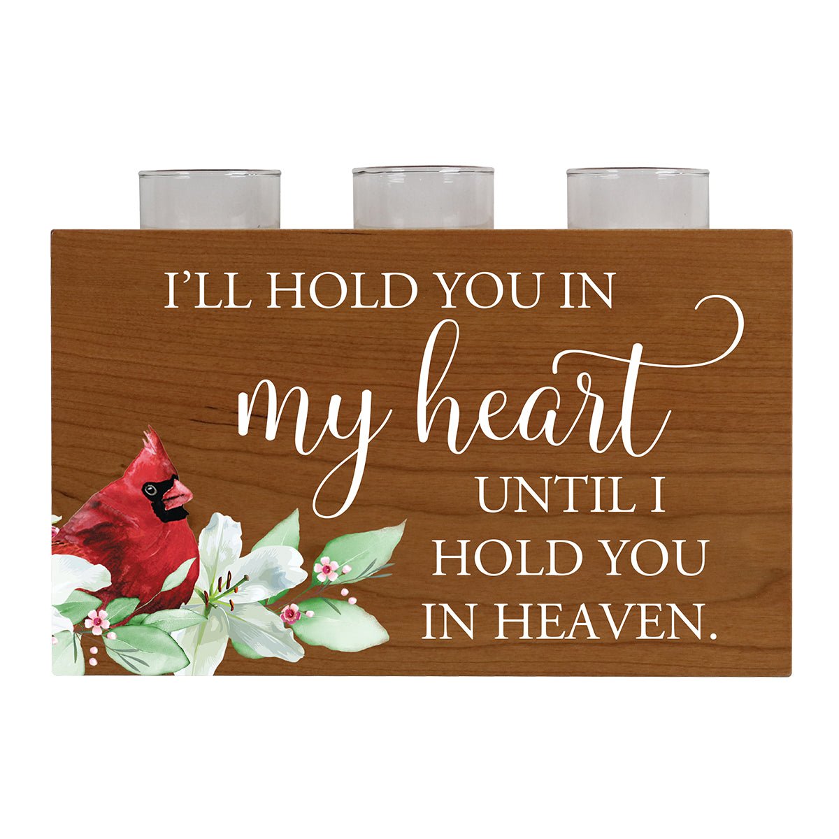 Cardinal Memorial 3 Tealight Candle Holder Cremation Urn For Human Ashes - I&#39;ll Hold You