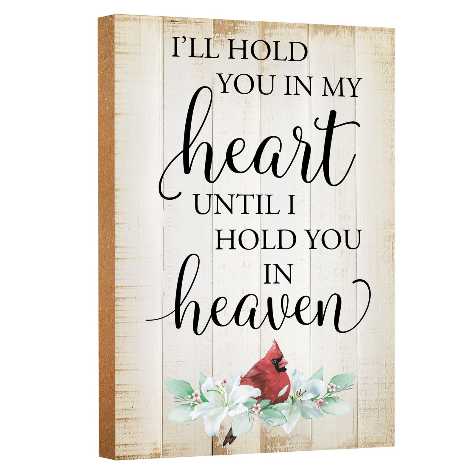 Wooden memorial shelf decor and tabletop signs, thoughtful memorial gifts for those grieving the loss of a loved one.