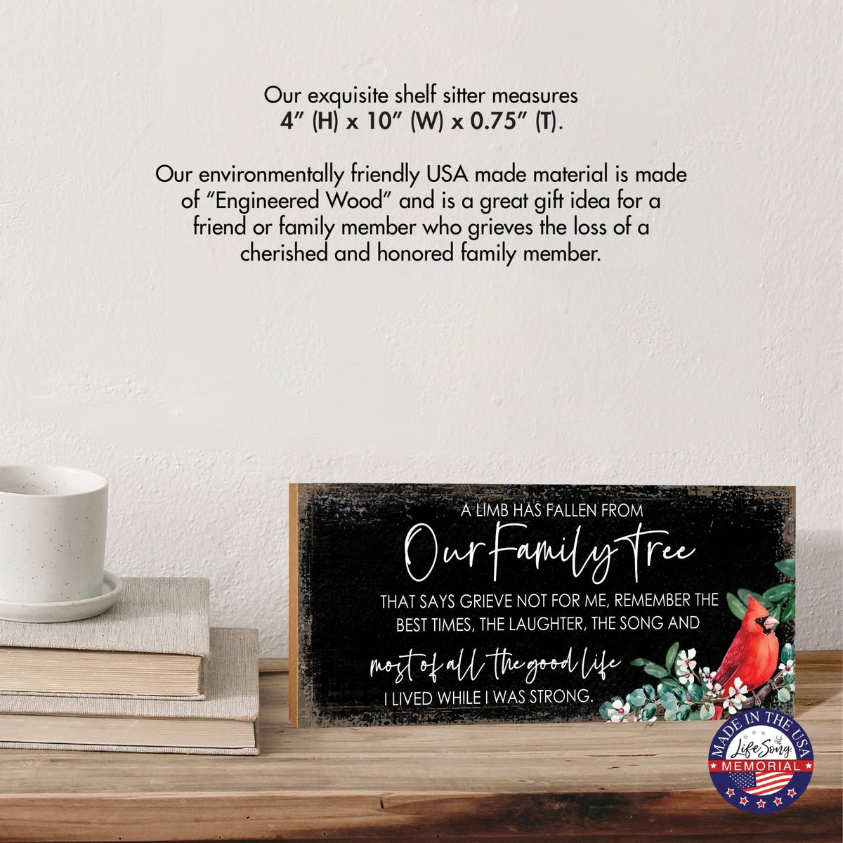 Cardinal Memorial Shelf Décor and Tabletop Signs for Loss of Loved One - LifeSong Milestones
