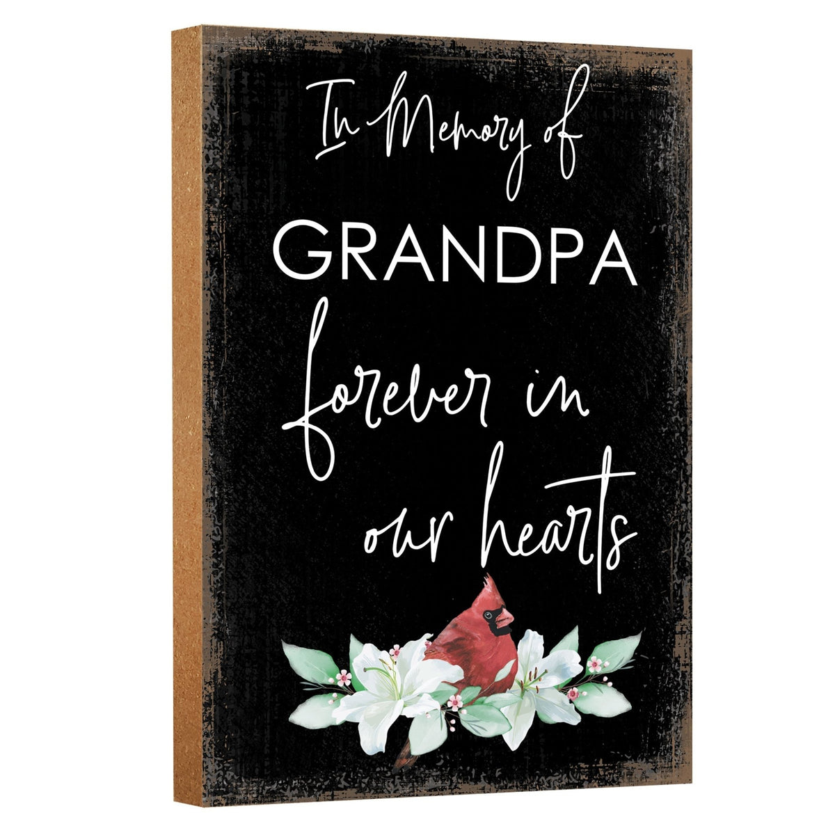 A tabletop memorial sign featuring a beautiful cardinal, a touching memorial gift for the loss of a loved one.
