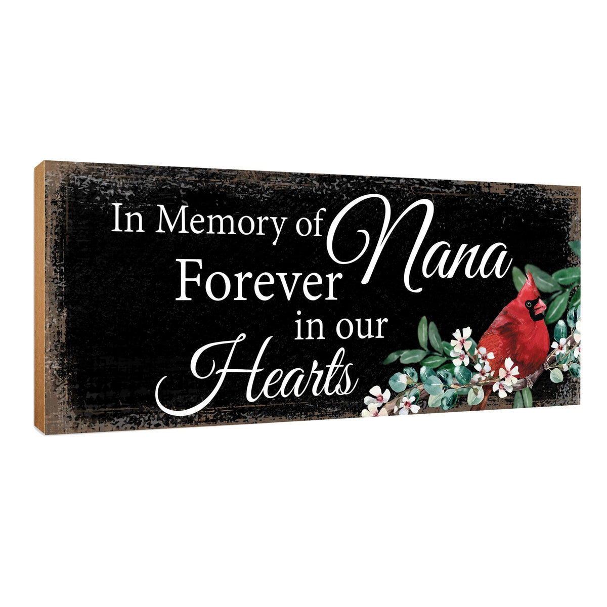 Wooden memorial shelf decor and tabletop memorial decorations to cherish the memory of a loved one.