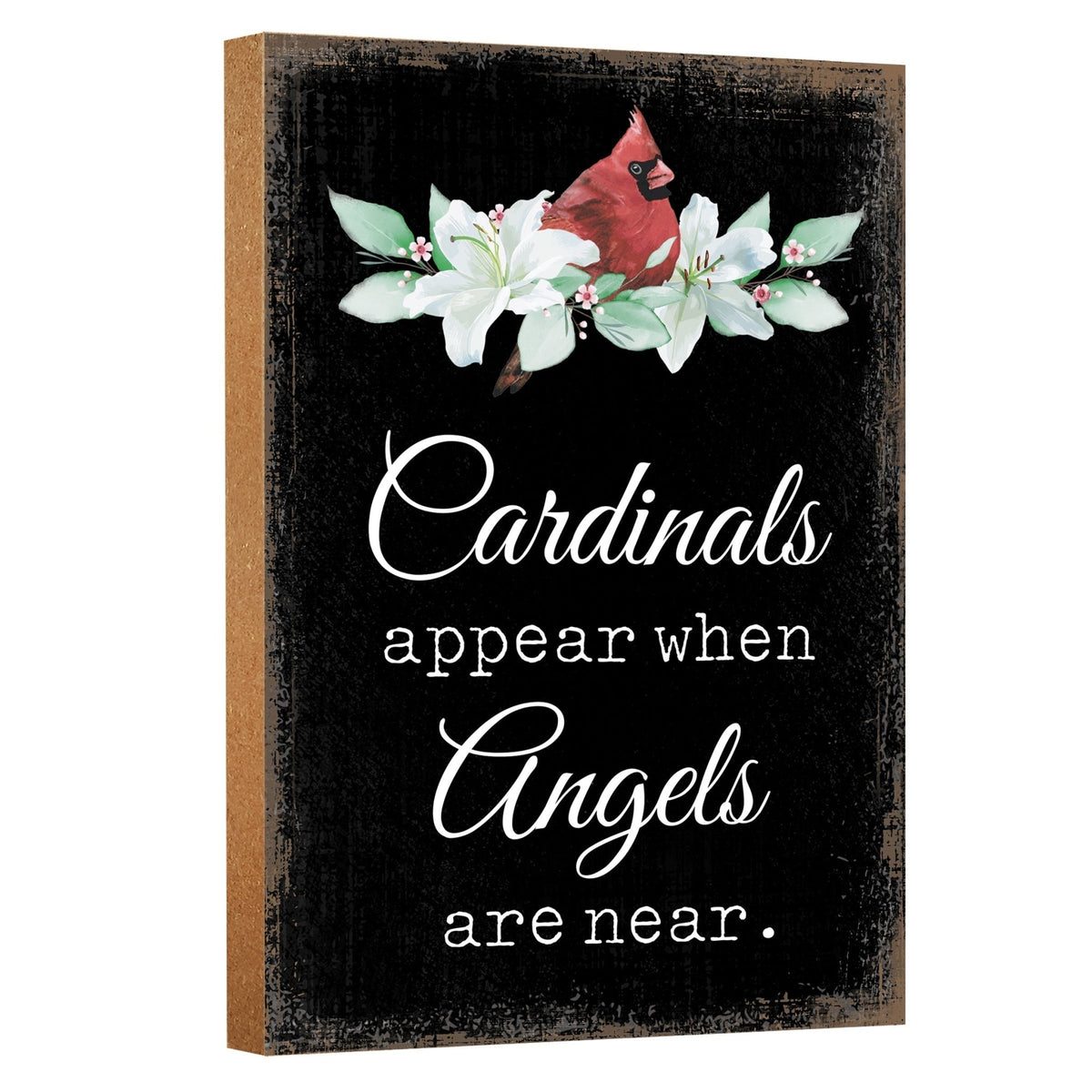 A tabletop memorial sign featuring a beautiful cardinal, a touching memorial gift for the loss of a loved one.