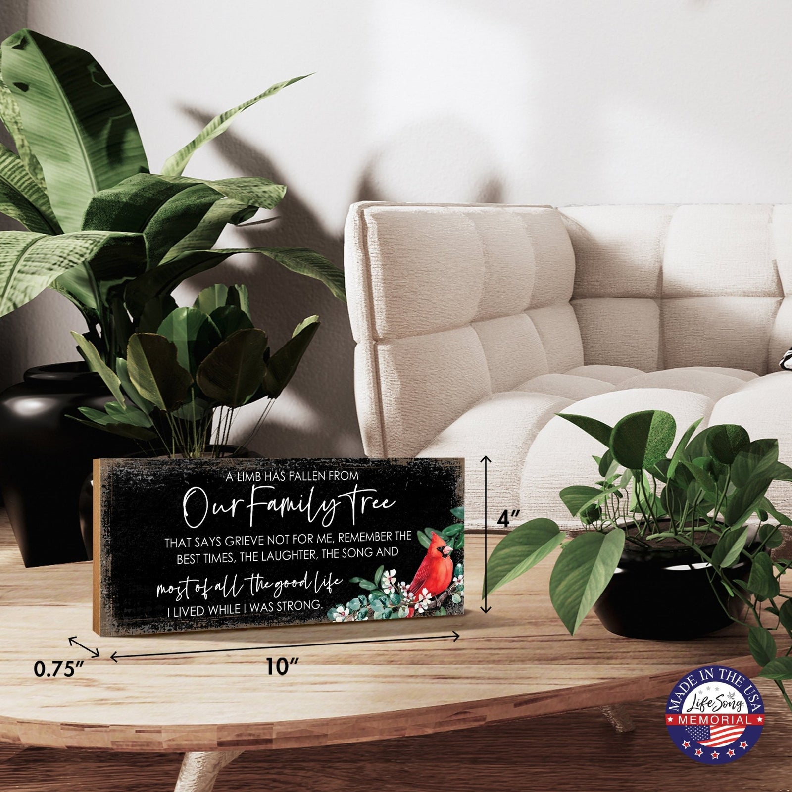 Cardinal Memorial Shelf Décor and Tabletop Signs for Loss of Loved One - LifeSong Milestones