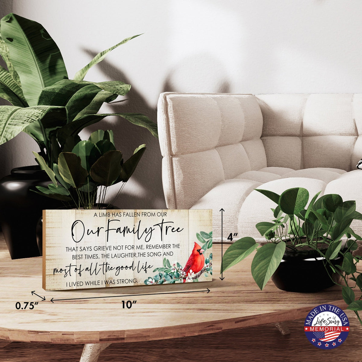 Cardinal Memorial Shelf Décor and Tabletop Signs for Loss of Loved One - LifeSong Milestones