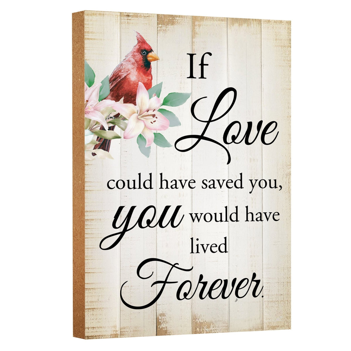 Wooden memorial shelf decor and tabletop memorial decorations to cherish the memory of a loved one.