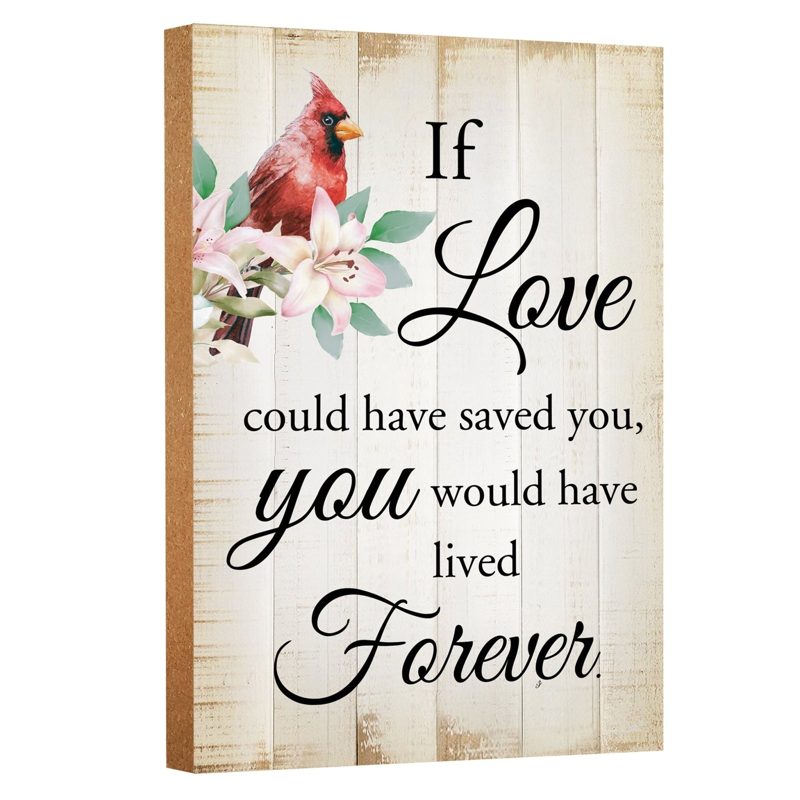 Wooden memorial shelf decor and tabletop memorial decorations to cherish the memory of a loved one.