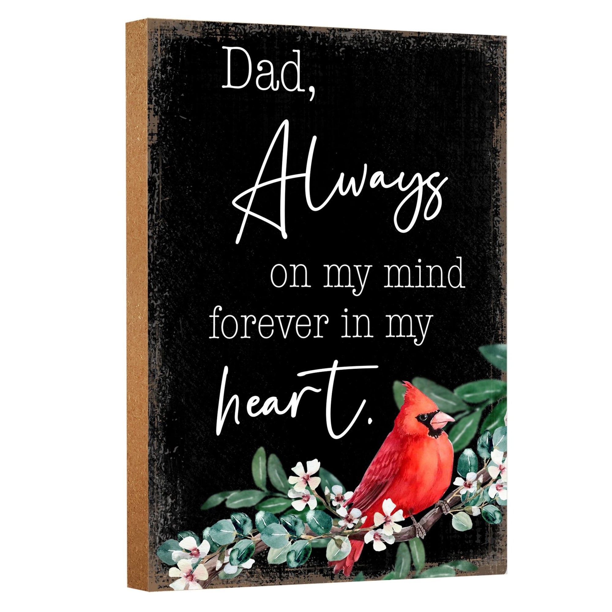 Wooden memorial shelf decor and tabletop memorial decorations to cherish the memory of a loved one.