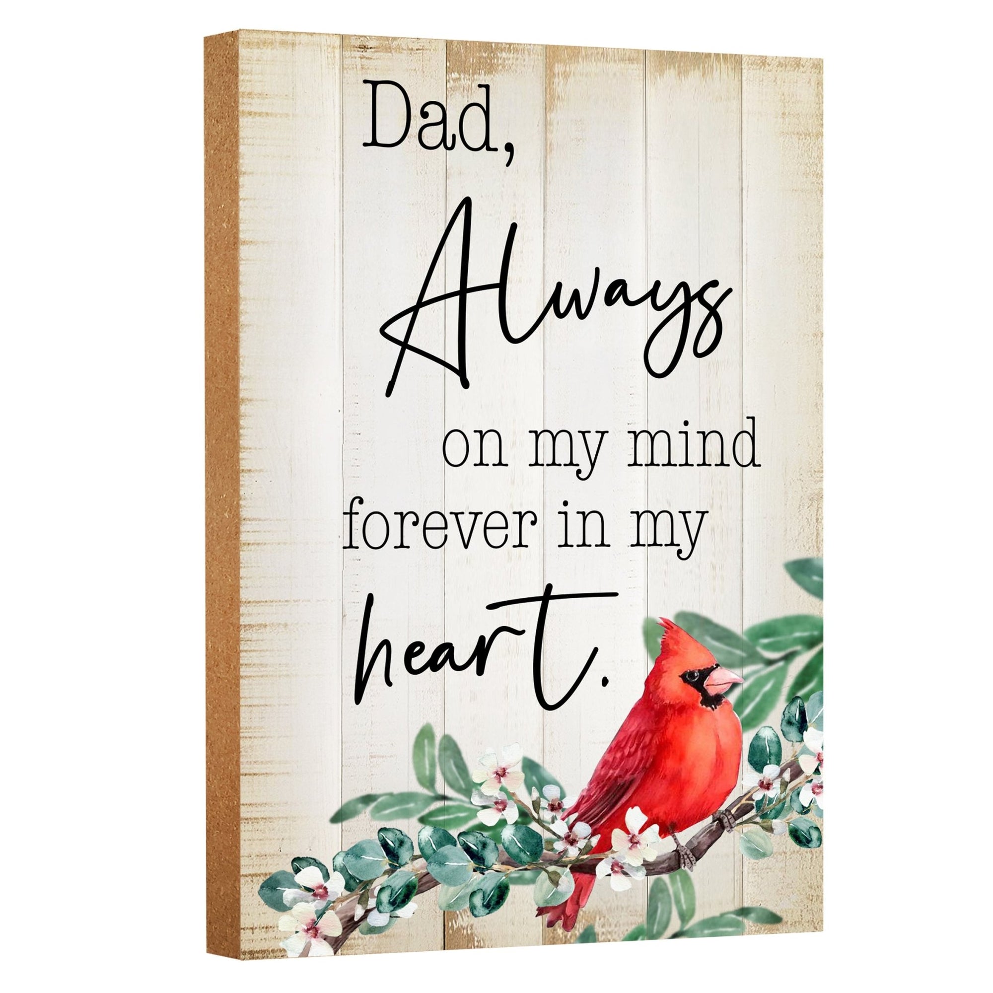Wooden memorial shelf decor and tabletop memorial decorations to cherish the memory of a loved one.