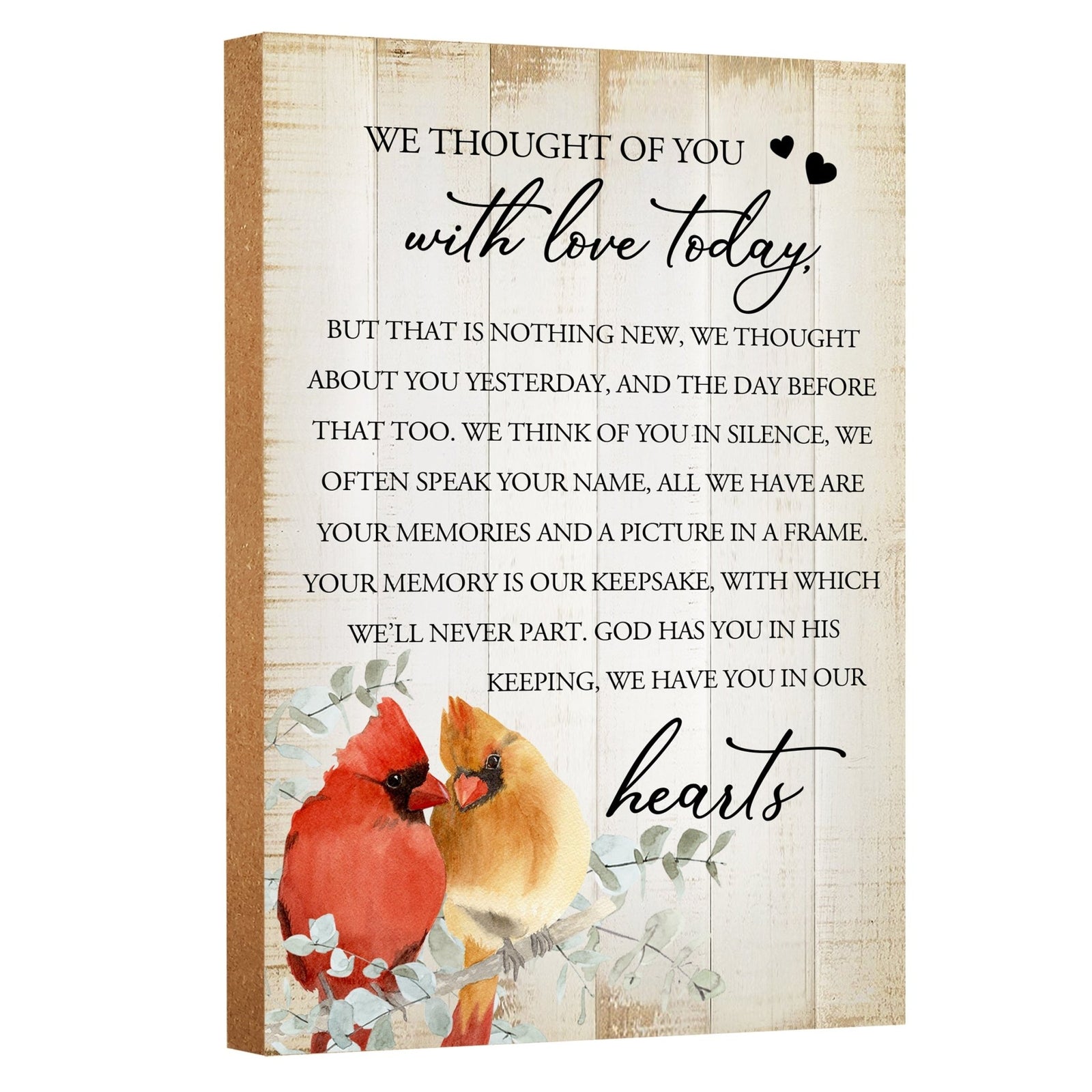 Wooden memorial shelf decor and tabletop memorial decorations to cherish the memory of a loved one.