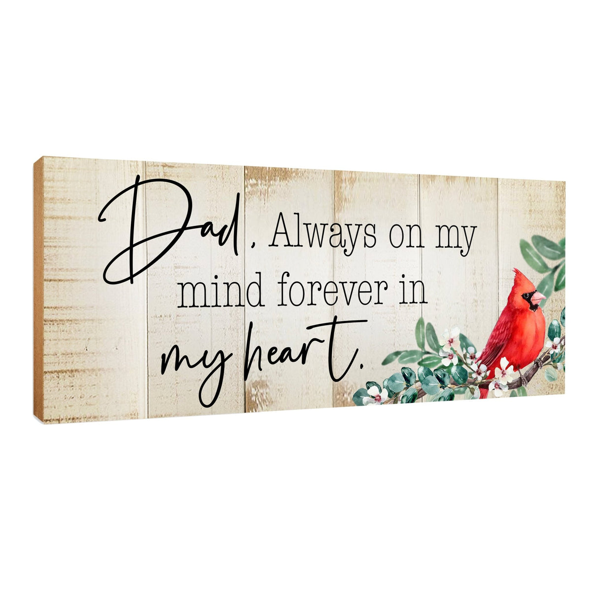 Wooden memorial shelf decor and tabletop memorial decorations to cherish the memory of a loved one.